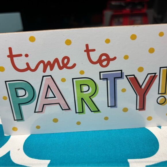 New Time to Party Party Word Block Tabletop Sign NWT - Picture 2 of 7